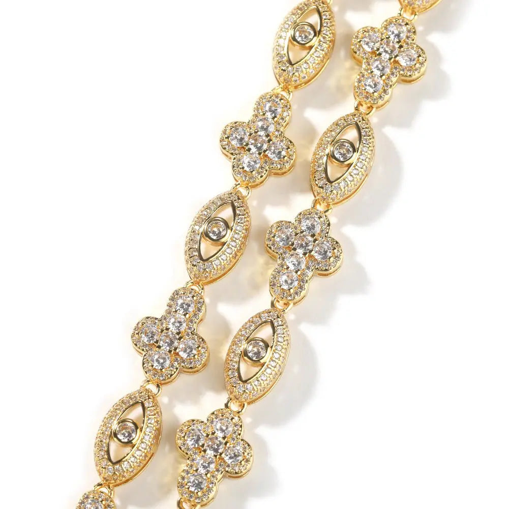mens gold chain Diamond eye cross necklace nowadaysfashion