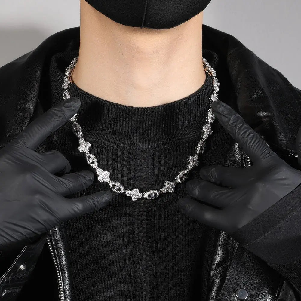 mens gold chain Diamond eye cross necklace - Blade & Thread