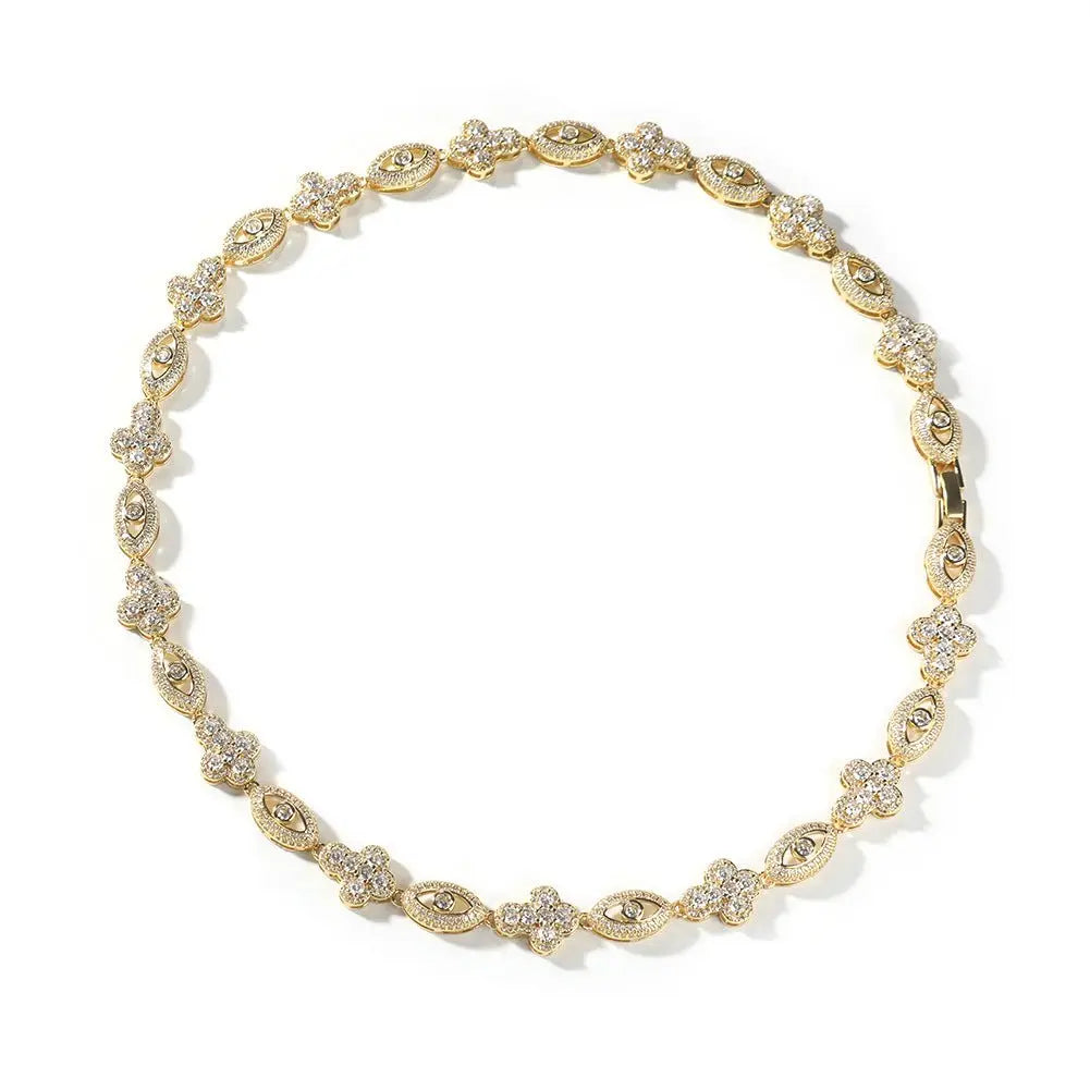 mens gold chain Diamond eye cross necklace nowadaysfashion