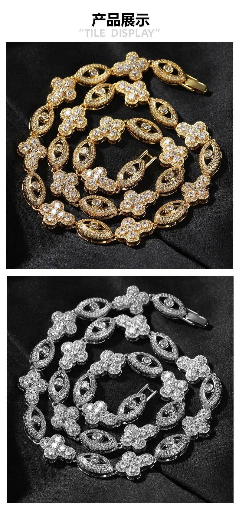 mens gold chain Diamond eye cross necklace - Blade & Thread