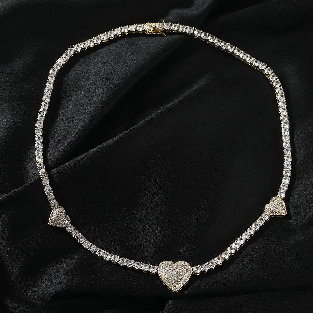 mens gold chain tennis Love heart necklace - Blade & Thread