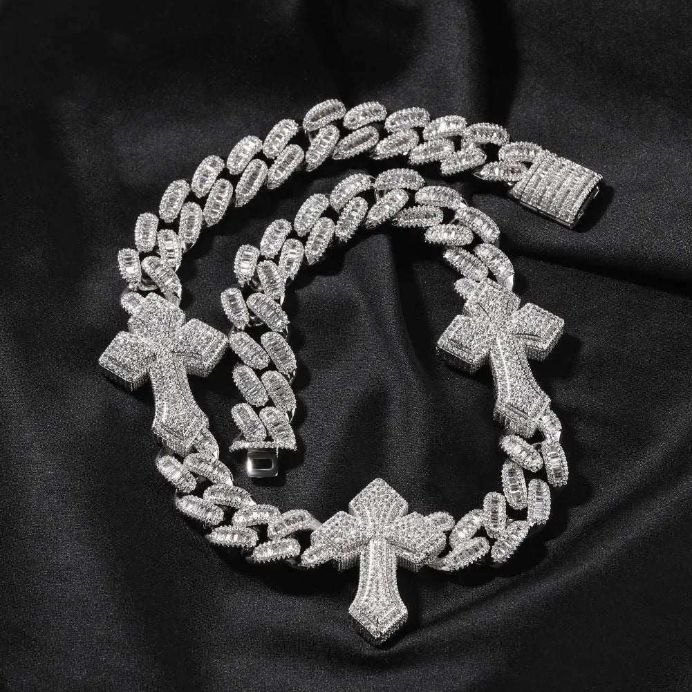 mens gold cross cuban link chain necklace - Blade & Thread
