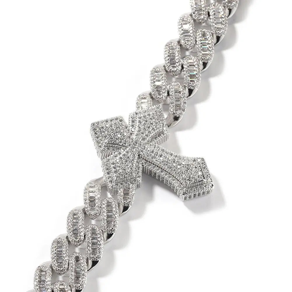 mens gold cross cuban link chain necklace - Blade & Thread