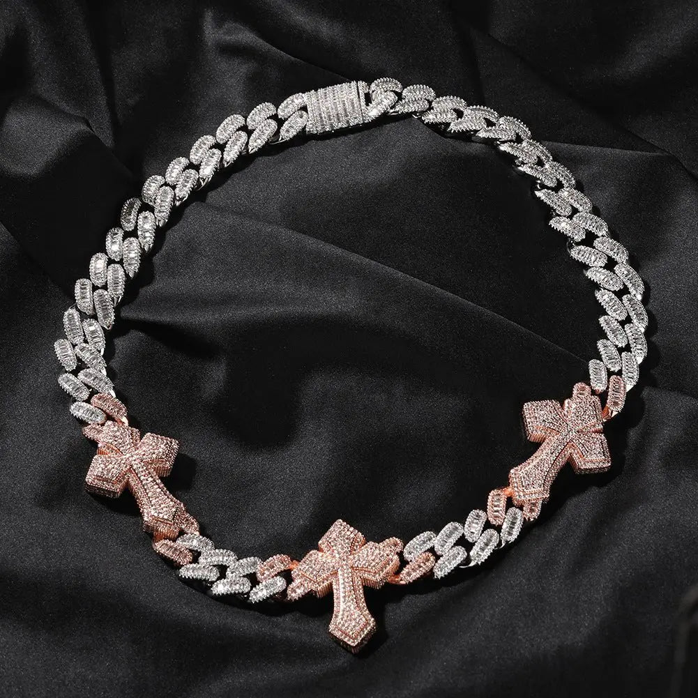 mens gold cross cuban link chain necklace - Blade & Thread
