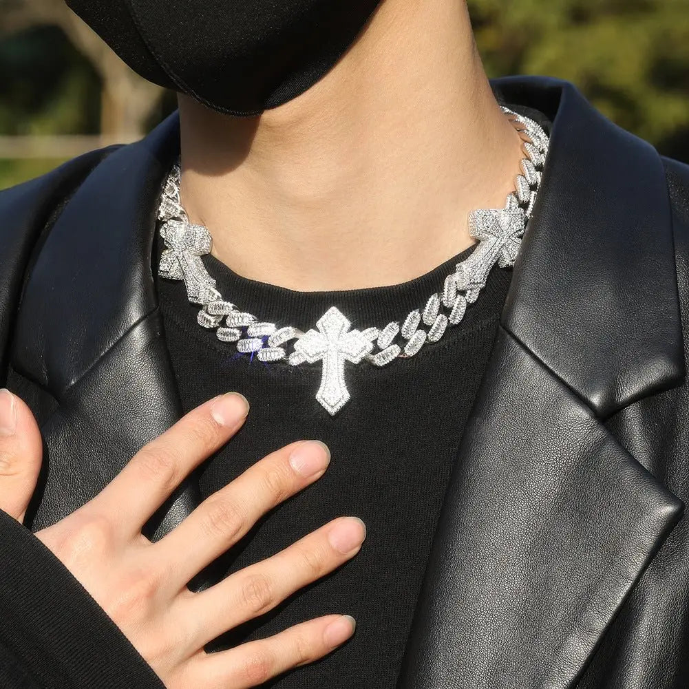 mens gold cross cuban link chain necklace nowadaysfashion