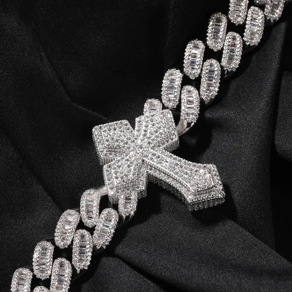 mens gold cross cuban link chain necklace - Blade & Thread