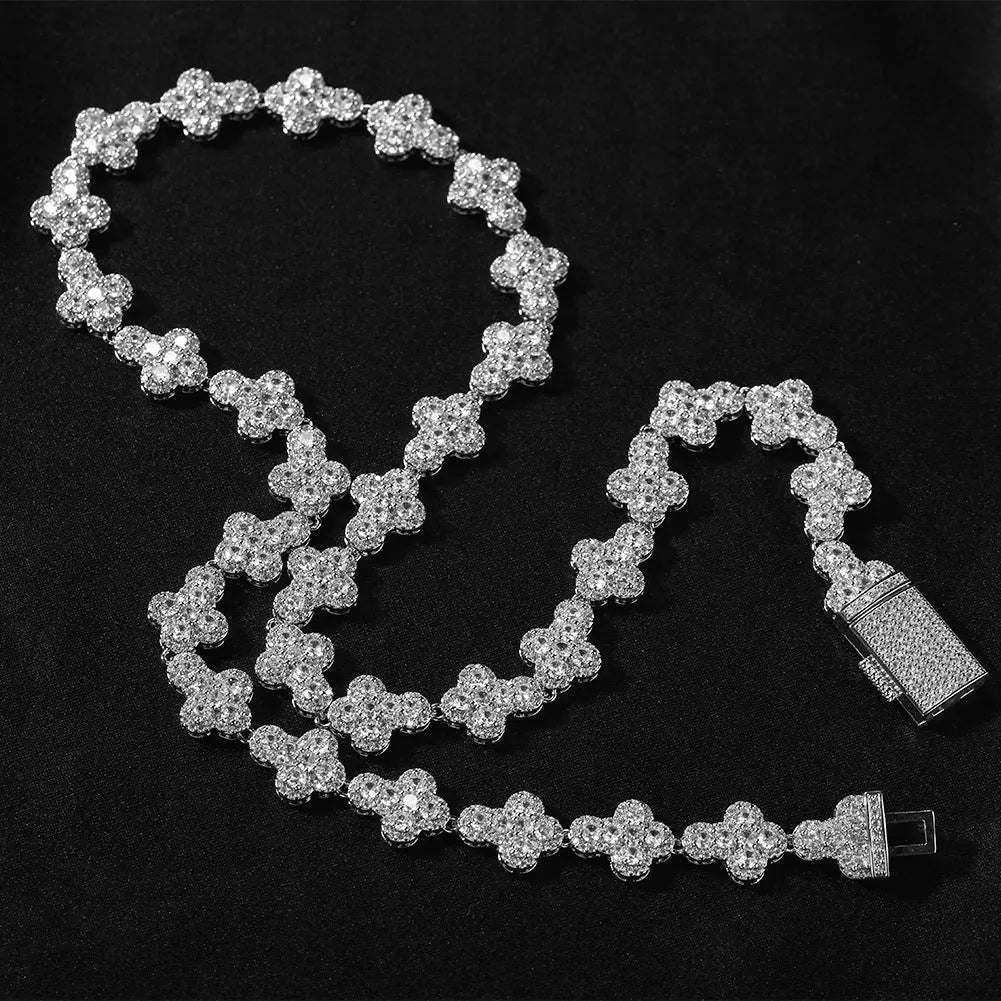mens gold cross moissanite chain necklace - Blade & Thread