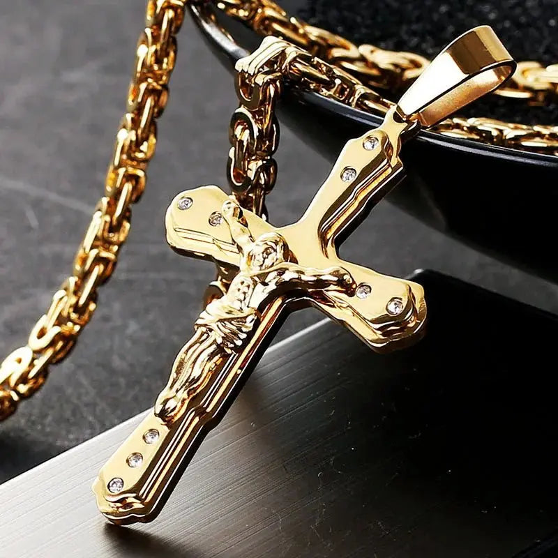 mens gold Jesus Christ Holy chain necklace - Blade & Thread