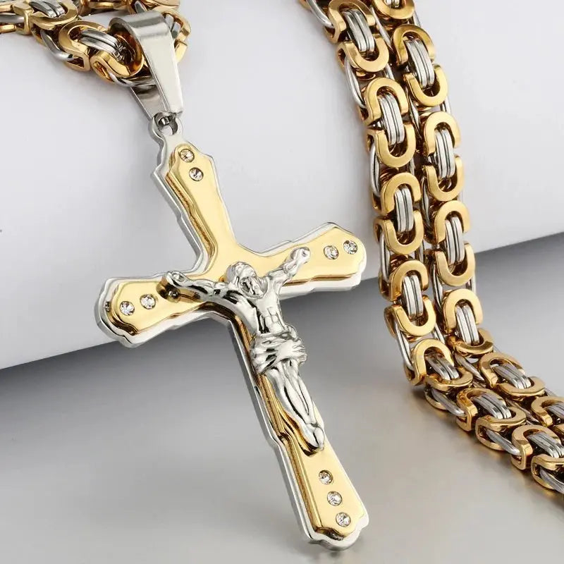 mens gold Jesus Christ Holy chain necklace - Blade & Thread