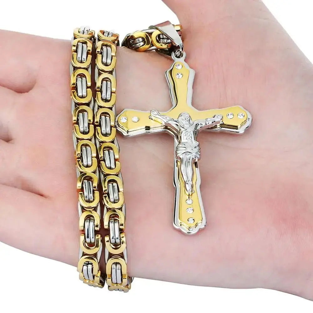 mens gold Jesus Christ Holy chain necklace - Blade & Thread