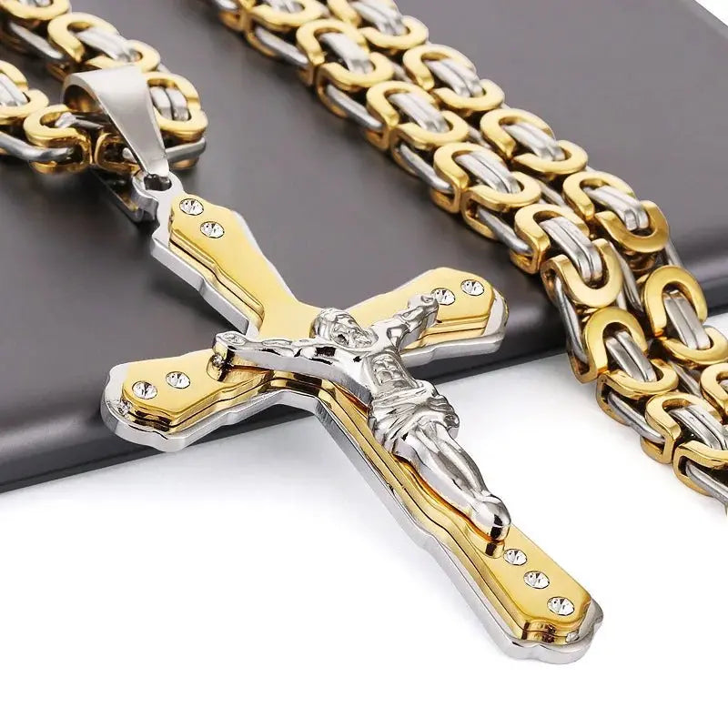 mens gold Jesus Christ Holy chain necklace - Blade & Thread