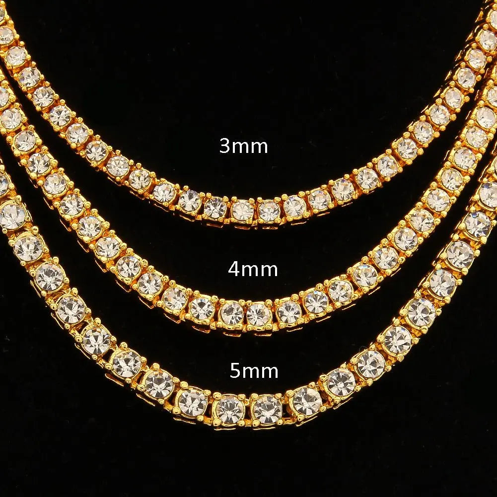 mens gold Rhinestone Row Tennis Chain necklace - Blade & Thread