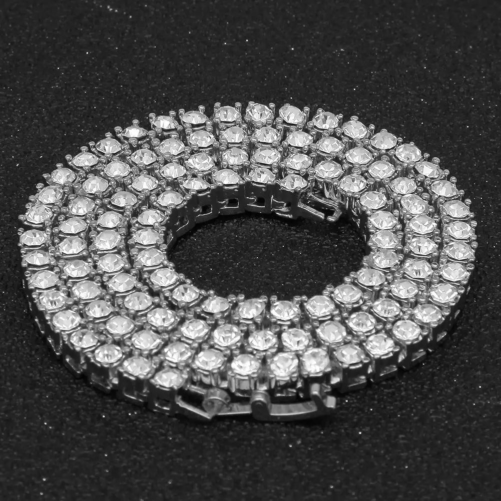 mens gold Rhinestone Row Tennis Chain necklace - Blade & Thread