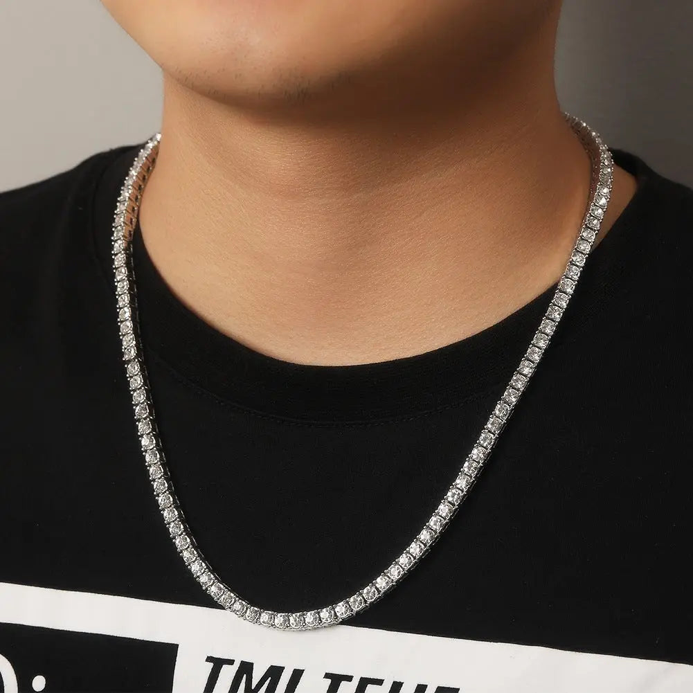 mens gold Rhinestone Row Tennis Chain necklace - Blade & Thread