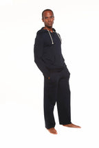Men's Henley Style Bamboo Viscose Fleece Hoodie + Fleece Lounge Pants Spun Bamboo