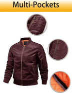 Men'S Lightweight Jacket Winter Warm up Jacket Thick Full Zip Jacket Coat Bomber Varsity Jacket Windbreaker Blade & Thread