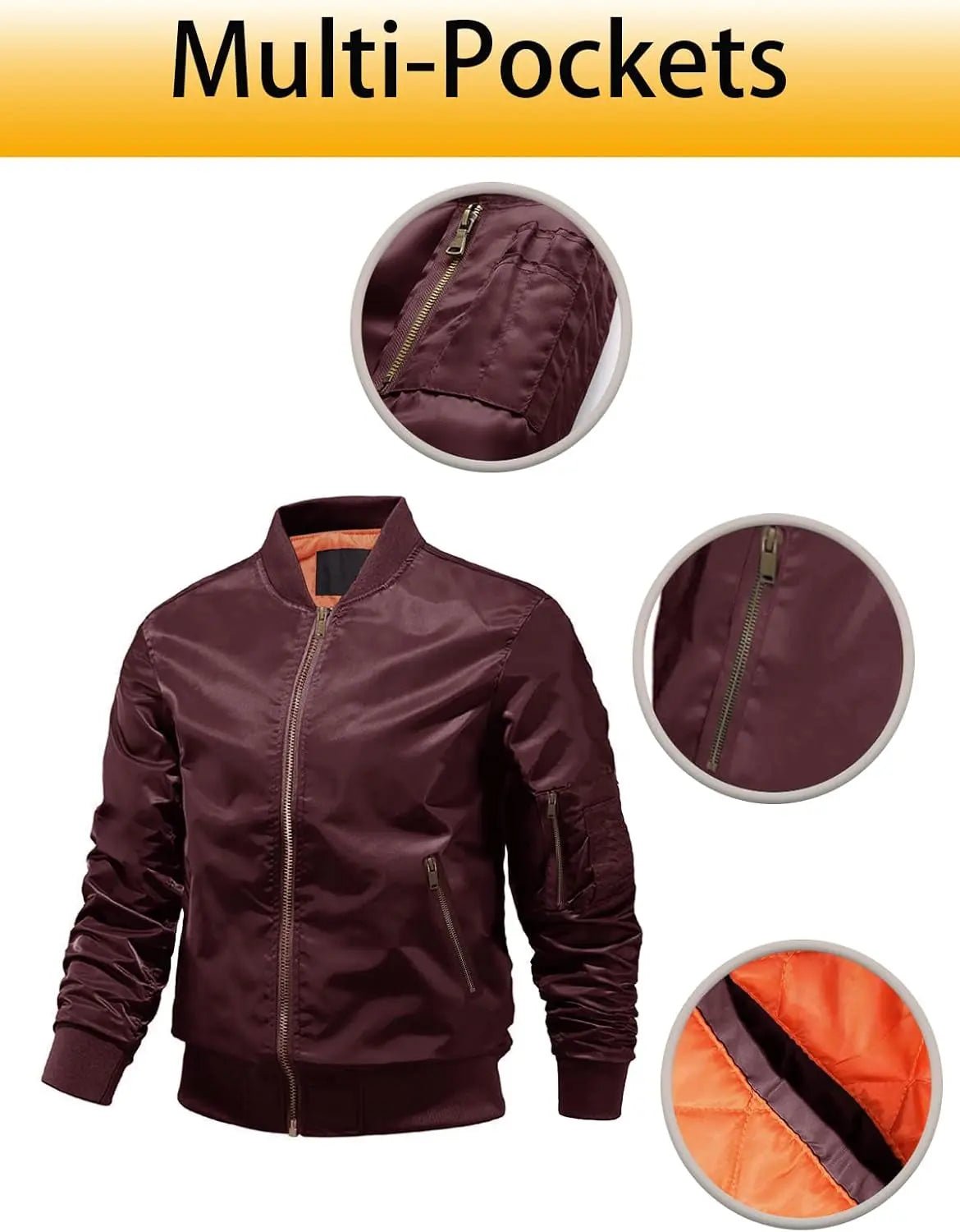 Men'S Lightweight Jacket Winter Warm up Jacket Thick Full Zip Jacket Coat Bomber Varsity Jacket Windbreaker - Blade & Thread