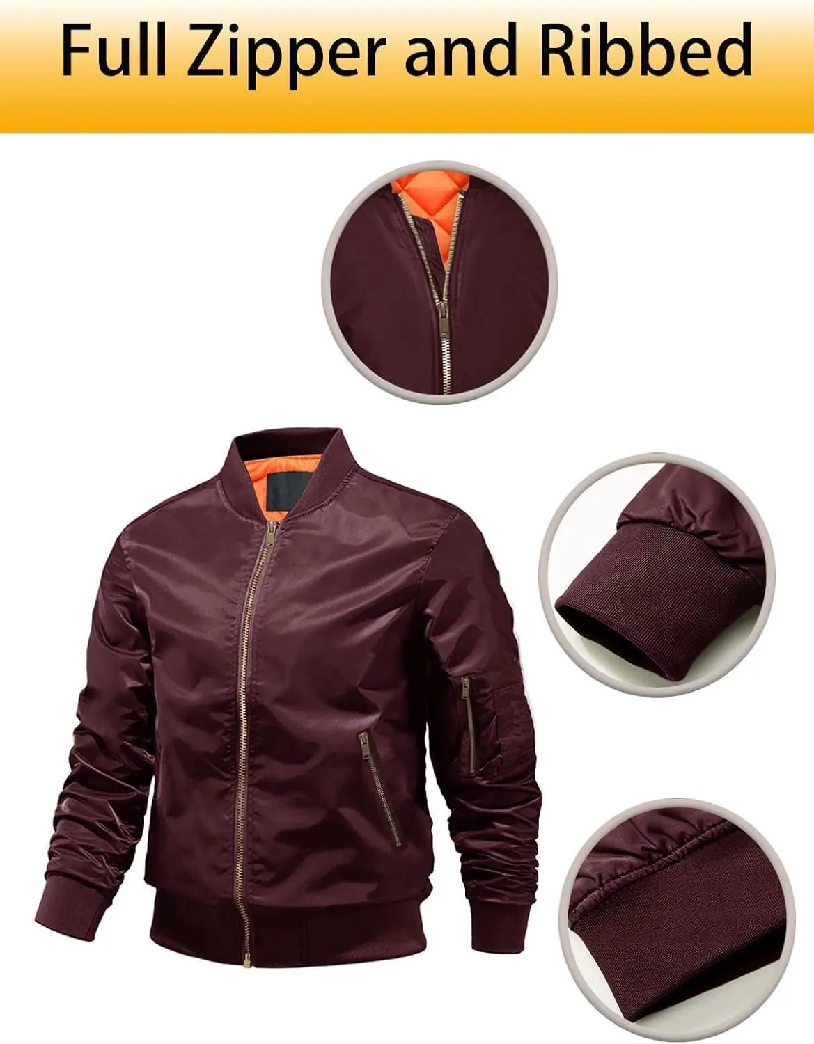 Men'S Lightweight Jacket Winter Warm up Jacket Thick Full Zip Jacket Coat Bomber Varsity Jacket Windbreaker - Blade & Thread