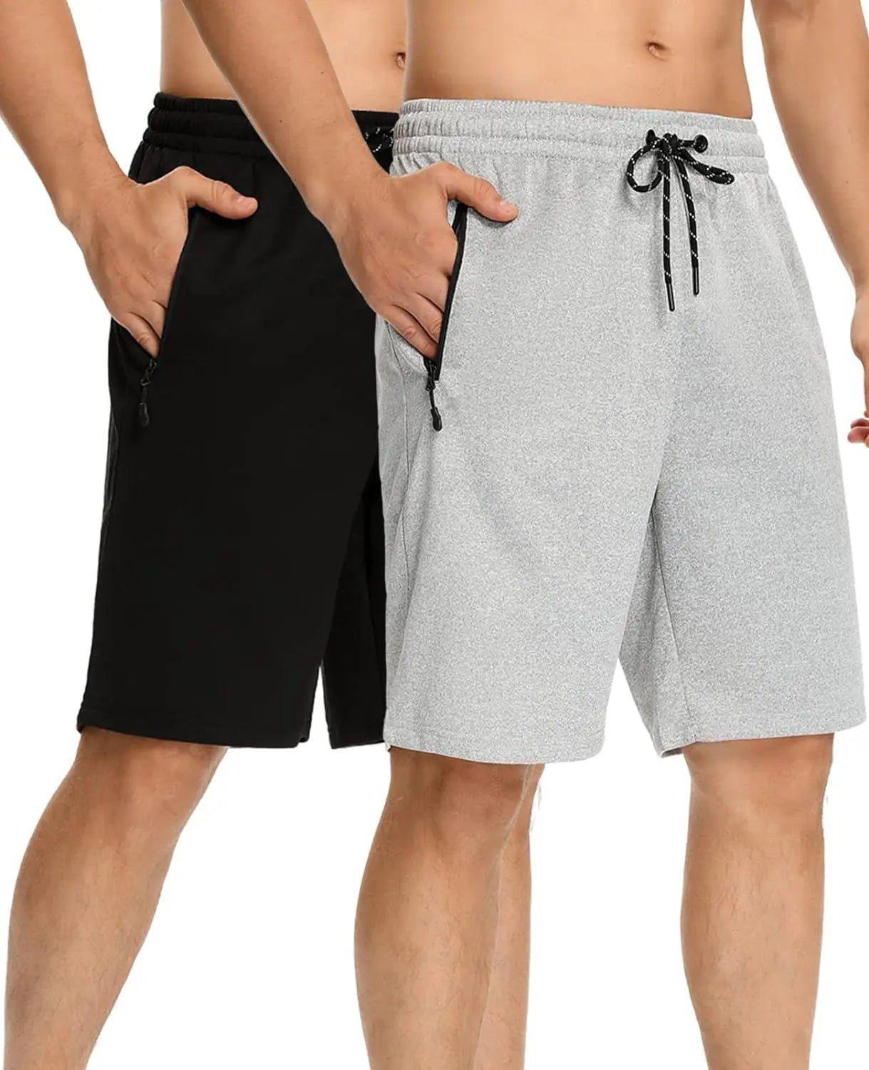 Mens Shorts,Athletic and Training Performance Shorts for Men，Mens Gym and Workout Shorts with Zip Pockets(2-Pack) - Blade & Thread