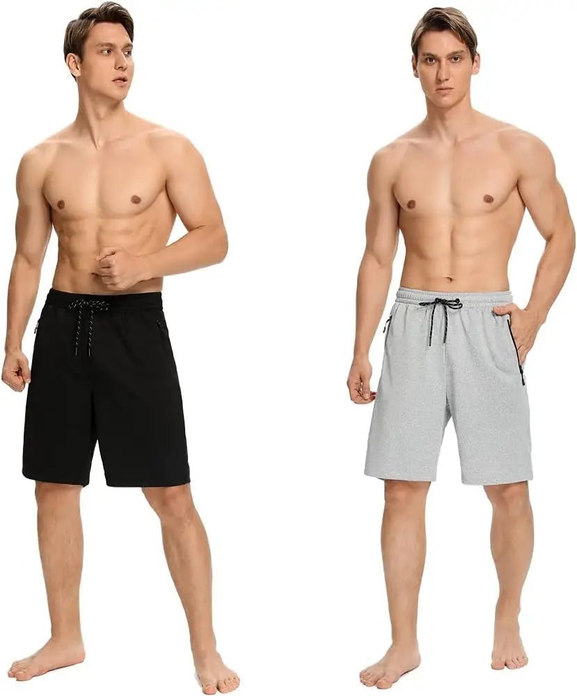 Mens Shorts,Athletic and Training Performance Shorts for Men，Mens Gym and Workout Shorts with Zip Pockets(2-Pack) - Blade & Thread
