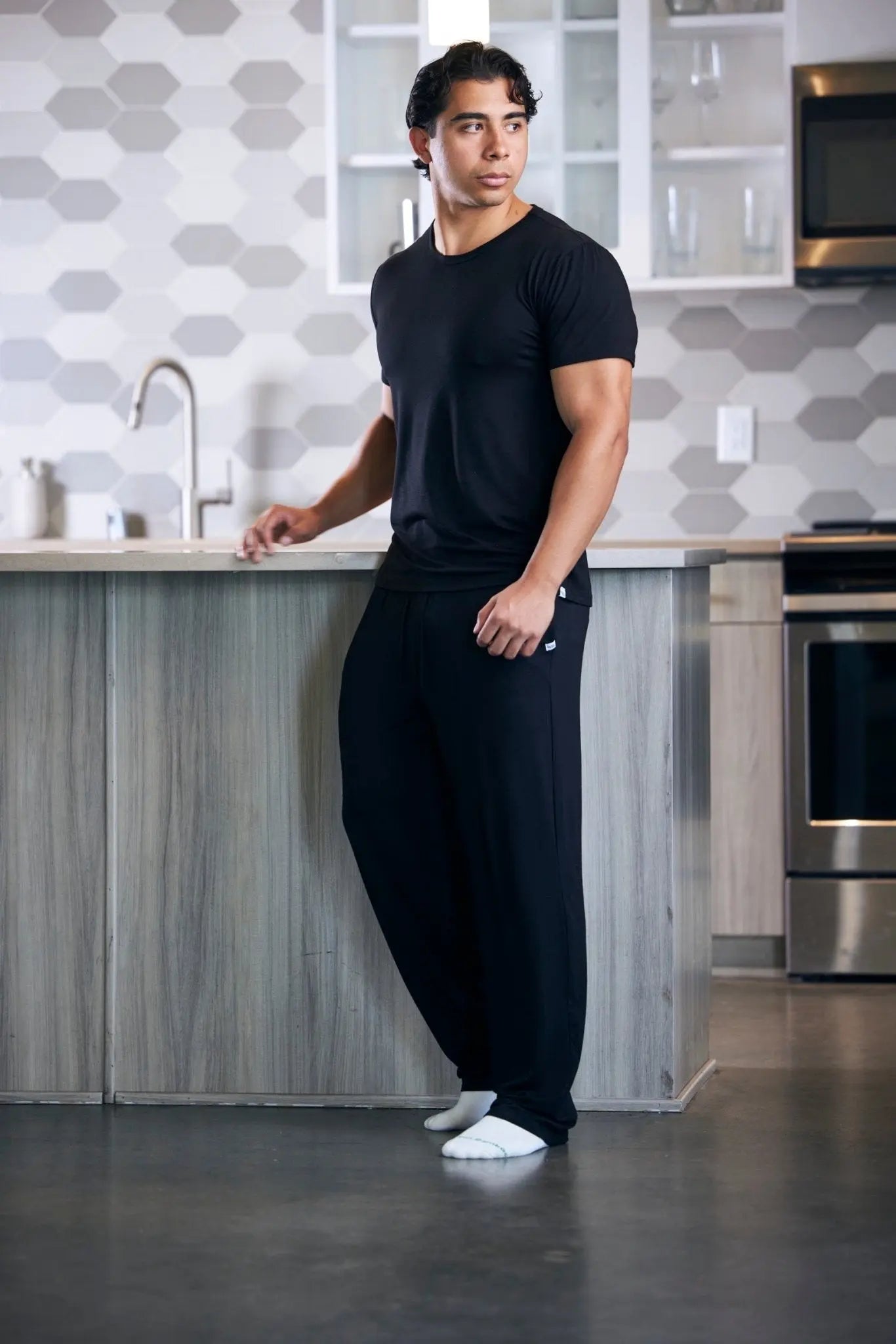 Men's Soft Bamboo Lounge Pajama Set - Short Sleeve Top & Pants Spun Bamboo