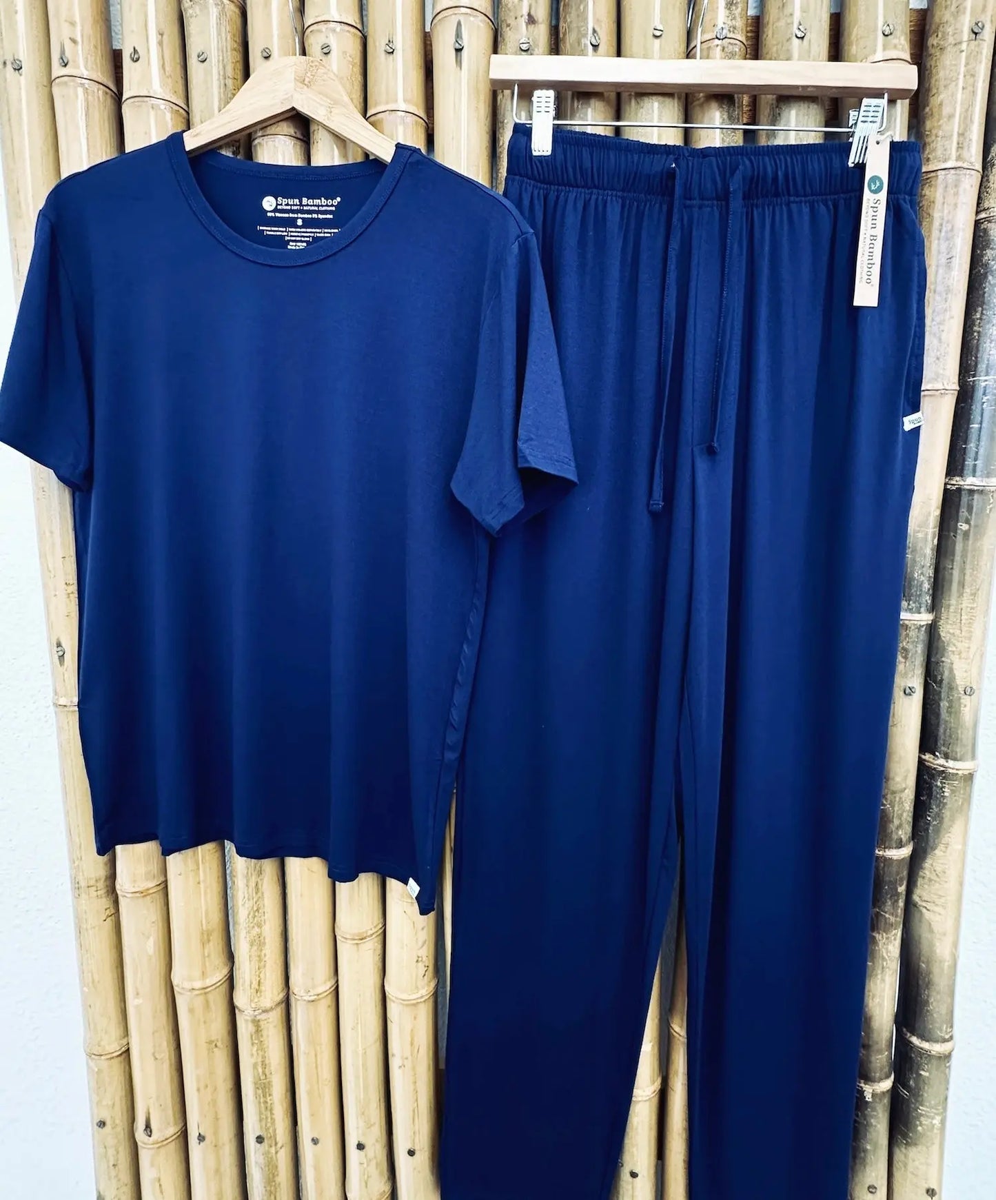 Men's Soft Bamboo Lounge Pajama Set - Short Sleeve Top & Pants - Blade & Thread