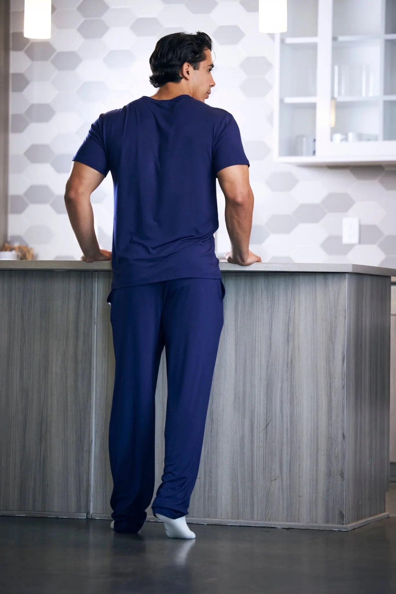 Men's Soft Bamboo Lounge Pajama Set - Short Sleeve Top & Pants - Blade & Thread