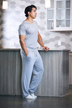 Men's Soft Bamboo Lounge Pajama Set - Short Sleeve Top & Pants Spun Bamboo