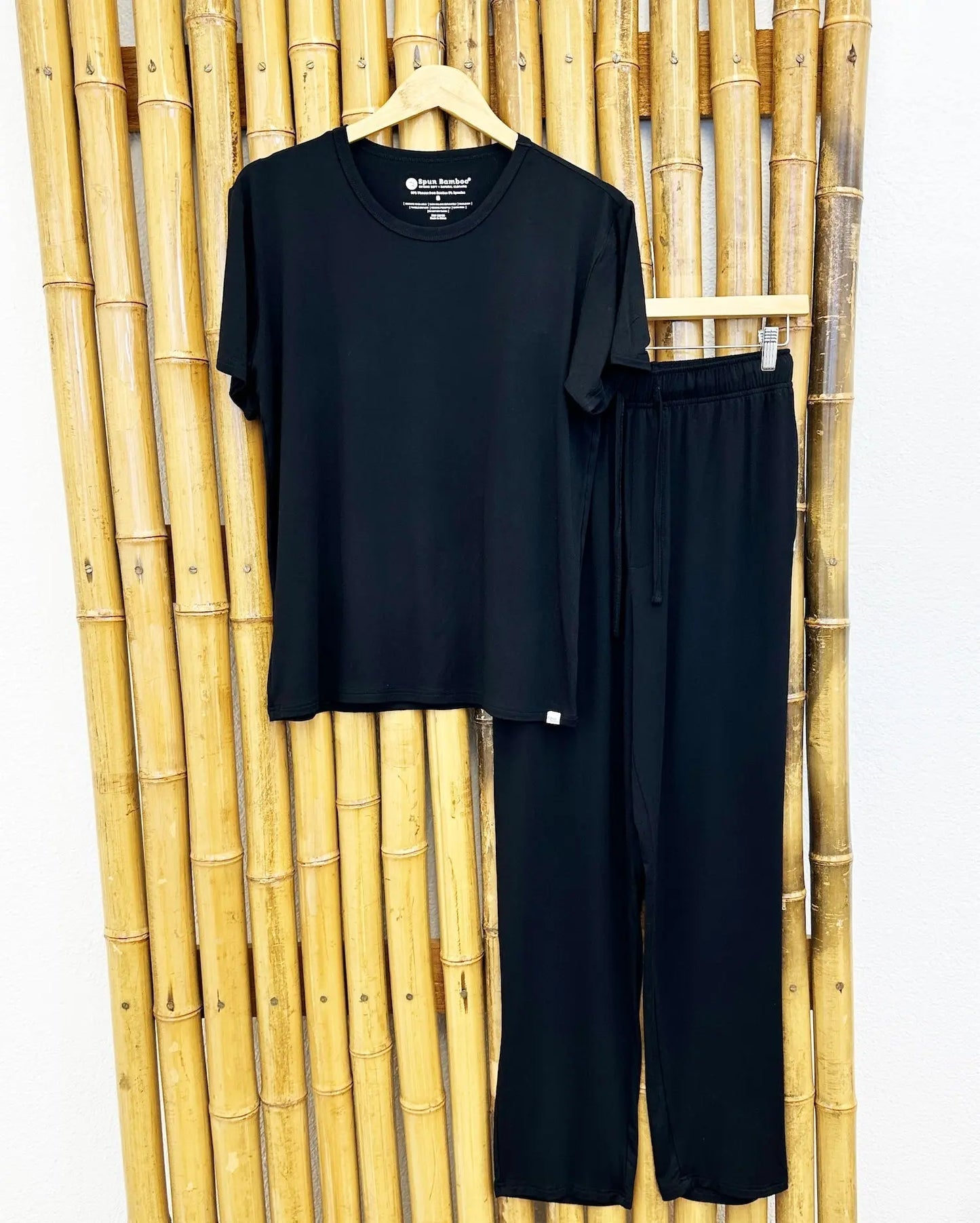 Men's Soft Bamboo Lounge Pajama Set - Short Sleeve Top & Pants - Blade & Thread