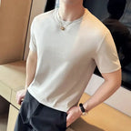 Mens T-Shirt Short Sleeved Summer Thin Ice Silk Pure Cotton Top round Neck T-Shirt Sports Fitness Running Casual Mens Clothing Blade & Thread
