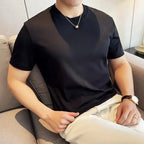 Mens T-Shirt Short Sleeved Summer Thin Ice Silk Pure Cotton Top round Neck T-Shirt Sports Fitness Running Casual Mens Clothing Blade & Thread