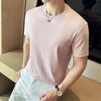 Mens T-Shirt Short Sleeved Summer Thin Ice Silk Pure Cotton Top round Neck T-Shirt Sports Fitness Running Casual Mens Clothing Blade & Thread