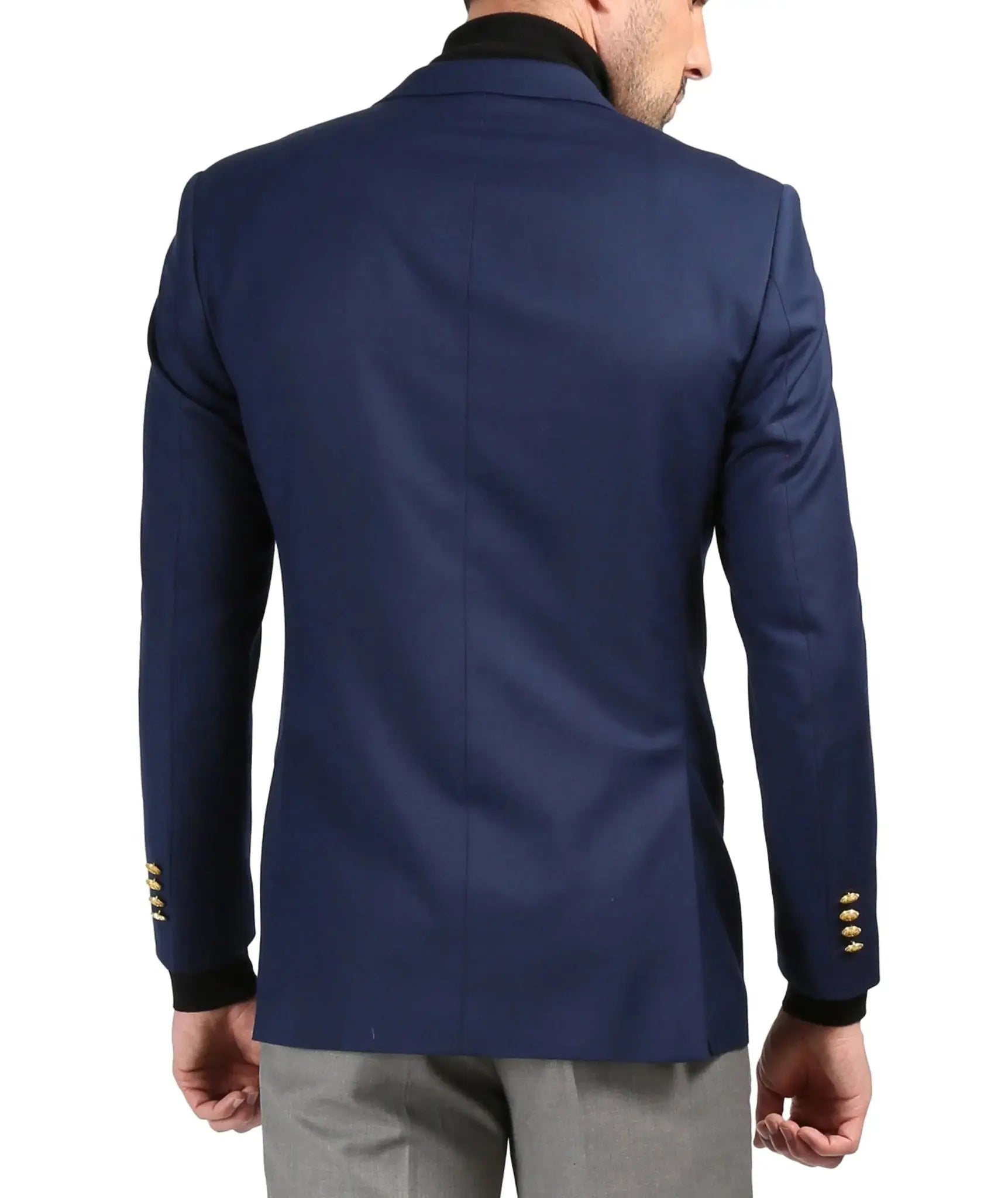 Men's Warwick Gold Button Slim Fit Navy Blazer Ferrecci