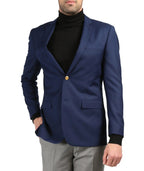 Men's Warwick Gold Button Slim Fit Navy Blazer Ferrecci