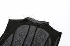 Mesh O Neck Long Sleeves Backless Lace Up See Through Sexy Bodycon Maxi Dress nowadaysfashion
