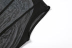 Mesh O Neck Long Sleeves Backless Lace Up See Through Sexy Bodycon Maxi Dress nowadaysfashion
