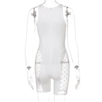 Mesh Sheer Patchwork Playsuit Birthday for Women Y2k Clothes Shorts Rompers nowadaysfashion