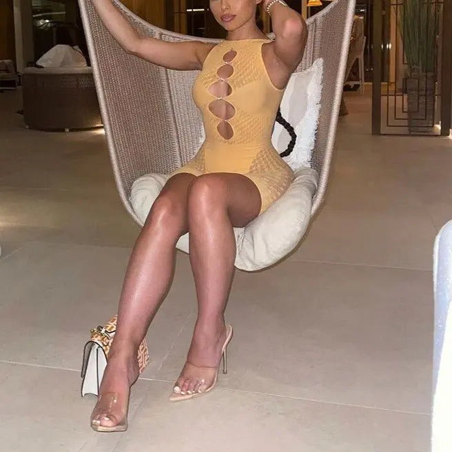 Mesh Sheer Patchwork Playsuit Birthday for Women Y2k Clothes Shorts Rompers - Blade & Thread
