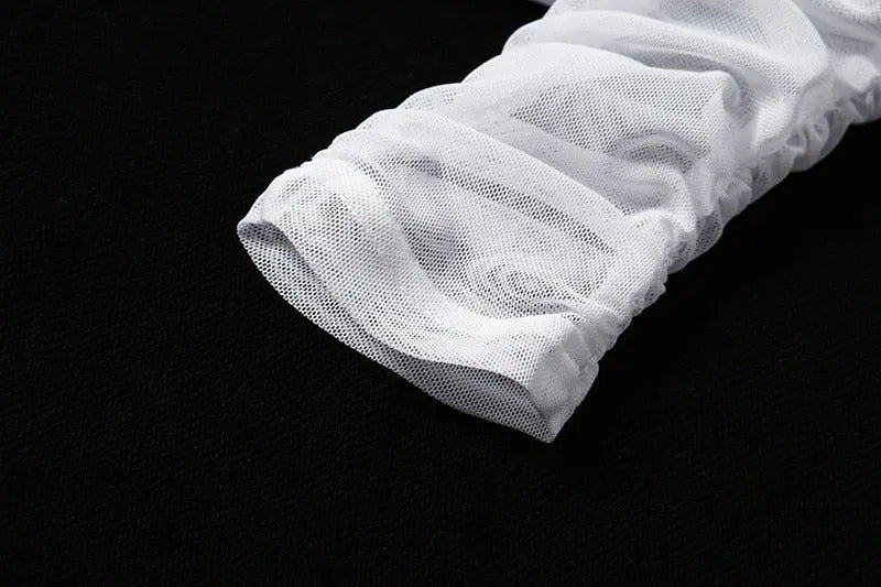 Mesh Shirt Women Tshirt Top Autumn Halter V-neck Off the Shoulder T-shirts Streetwear Top - Blade & Thread