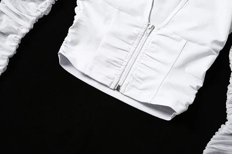 Mesh Shirt Women Tshirt Top Autumn Halter V-neck Off the Shoulder T-shirts Streetwear Top - Blade & Thread
