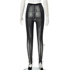 Mesh Solid Bandage High Waist Leggings Bodycon nowadaysfashion
