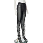Mesh Solid Bandage High Waist Leggings Bodycon nowadaysfashion