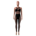 Mesh  Women Sleeveless Jumpsuit Skinny Sexy Streetwear Sportswear Long pant Rompers 2022 Summer nowadaysfashion