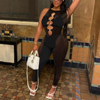 Mesh  Women Sleeveless Jumpsuit Skinny Sexy Streetwear Sportswear Long pant Rompers 2022 Summer nowadaysfashion