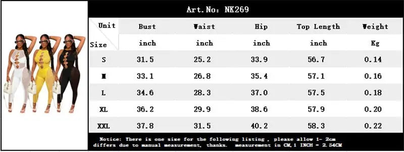 Mesh  Women Sleeveless Jumpsuit Skinny Sexy Streetwear Sportswear Long pant Rompers 2022 Summer nowadaysfashion