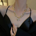 Metal Love Heart Cupid Pendants Female Clavicle Chain Light Luxury Niche Design Necklace nowadaysfashion