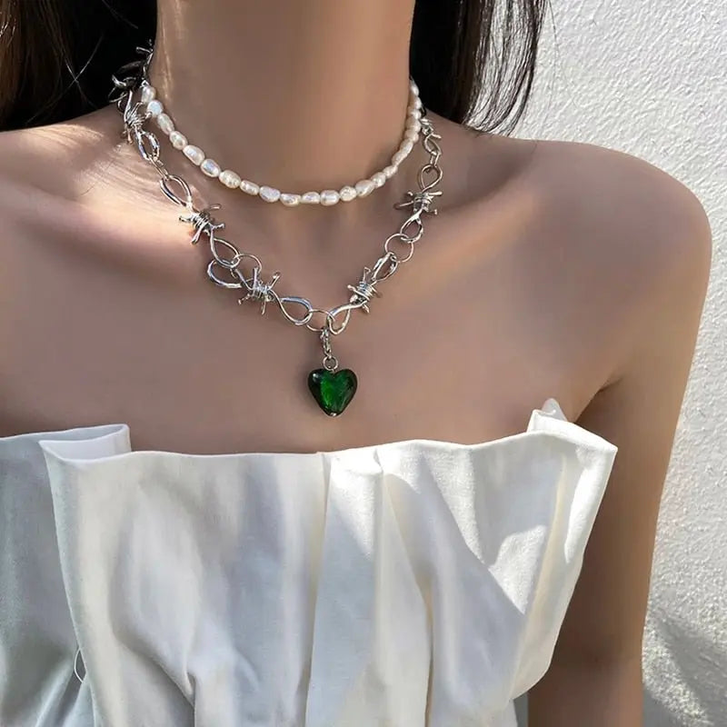Metal Love Heart Cupid Pendants Female Clavicle Chain Light Luxury Niche Design Necklace - Blade & Thread