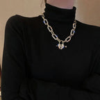 Metal Love Heart Cupid Pendants Female Clavicle Chain Light Luxury Niche Design Necklace nowadaysfashion