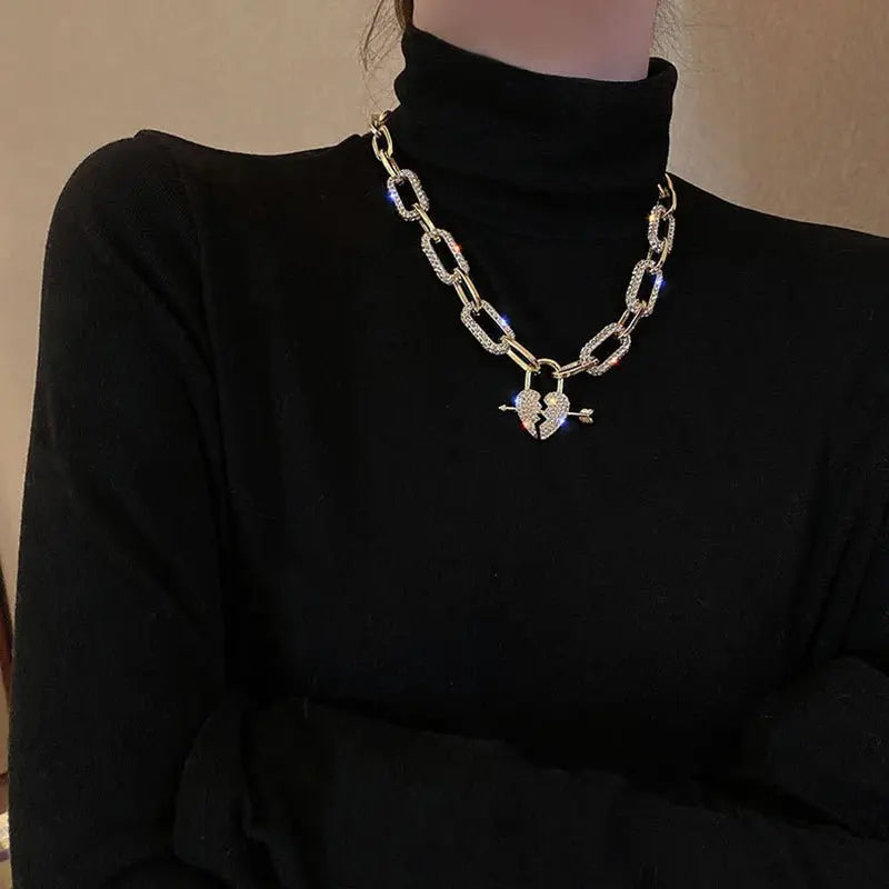 Metal Love Heart Cupid Pendants Female Clavicle Chain Light Luxury Niche Design Necklace nowadaysfashion