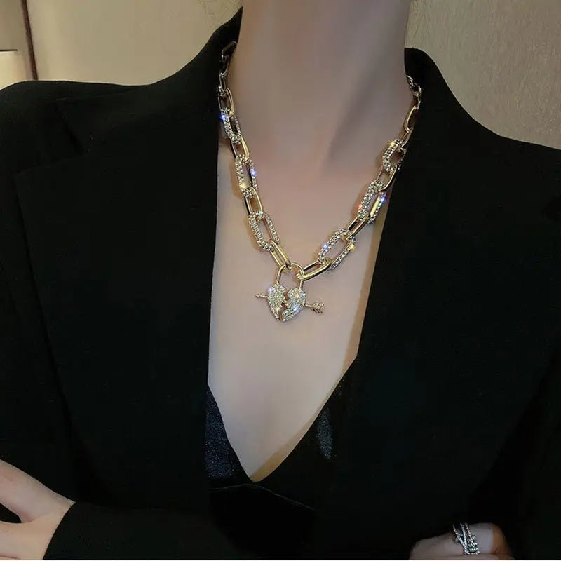 Metal Love Heart Cupid Pendants Female Clavicle Chain Light Luxury Niche Design Necklace nowadaysfashion